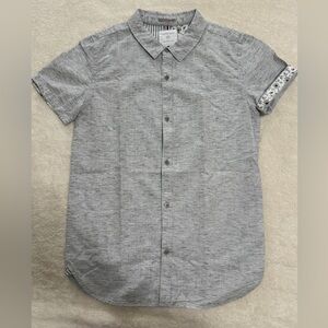 Boys Gray Heathered Short Sleeve Button up Shirt
